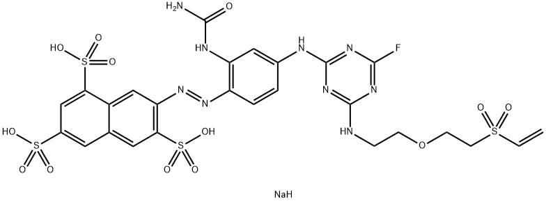 106359-91-5 1,3,6-Naphthalenetrisulfonic acid, 7-2-(aminocarbonyl)amino-4-4-2-2-(ethenylsulfonyl)ethoxyethylamino-6-fluoro-1,3,5-triazin-2-ylaminophenylazo-, trisodium salt
