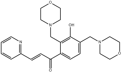 (E)-1-(3-hydroxy-2,4-bis(MorpholinoMethyl)phenyl)-3-(pyridin-2-yl)prop-2-en-1-one 구조식 이미지
