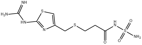 [3-[[[2-(디아미노메틸렌아미노)-4-티아졸릴]메틸]티오]프로피오닐]술파미드 구조식 이미지