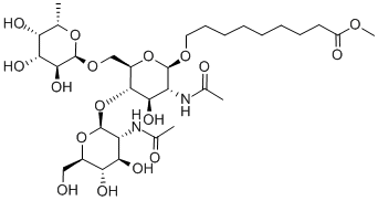 8-Methoxycarbonyloctyl2-acetamido-4-O-(2-acetamido-2-deoxy-b-D-glucopyranosyl)-2-deoxy-6-O-(a-L-fucopyranosyl)-b-D-glucopyranoside 구조식 이미지