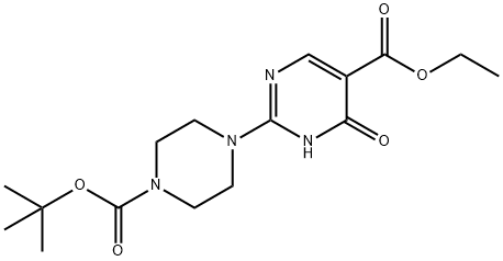 Ethyl 2-(4-(tert-butoxycarbonyl)piperazin-1-yl)-4-hydroxypyrimidine-5-carboxylate 구조식 이미지
