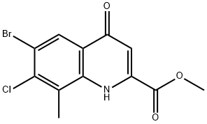 Methyl 6-bromo-7-chloro-8-methyl-4-oxo-1,4-dihydroquinoline-2-carboxylate 구조식 이미지