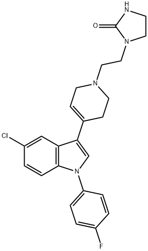 5-CHLORO-3-[1-((IMIDAZOLIDIN-2-ONE-1-YL)-ETHYL)-1,2,5,6-TETRAHYDROPYRIDIN-4-YL]-1-(4-FLUOROPHENYL)-INDOLE Structure