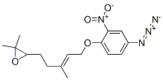 Oxirane, 3-[5-(4-azido-2-nitrophenoxy)-3-methyl-3-pentenyl]-2,2-dimeth yl-, (E)-.+/-.- 구조식 이미지