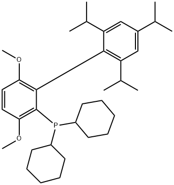 2-(Dicyclohexylphosphino)-3,6-dimethoxy-2'-4'-6'-tri-i-propyl-1,1'-biphenyl, min. 98% BrettPhos 구조식 이미지
