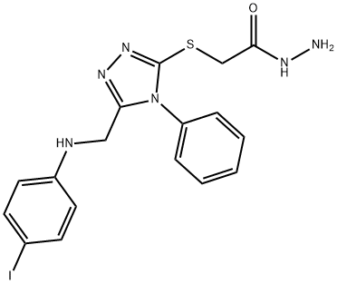 2-[(5-{[(4-iodophenyl)amino]methyl}-4-phenyl-4H-1,2,4-triazol-3-yl)thio]acetohydrazide Structure