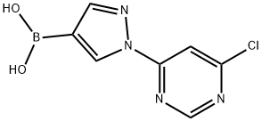 1-(6-클로로피리미딘-4-일)피라졸-4-보론산 구조식 이미지