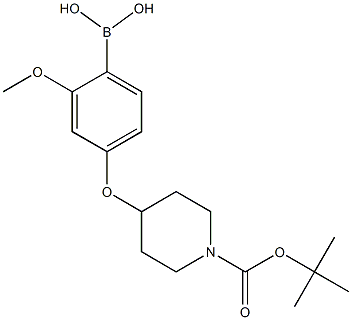 4-(1-(tert-Butoxycarbonyl)piperidin-4-yloxy)-2-methoxyphenylboronic acid 구조식 이미지