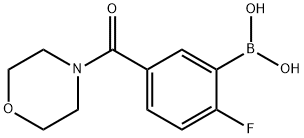 2-플루오로-5-(모르폴린-4-카르보닐)페닐붕소산 구조식 이미지