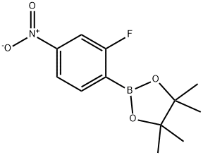 2-(2-Fluoro-4-nitrophenyl)-4,4,5,5-tetramethyl-1,3,2-dioxaborolane 구조식 이미지