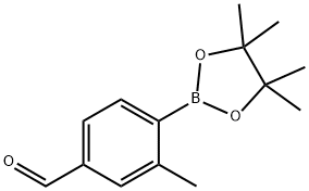 3-METHYL-4-(4,4,5,5-TETRAMETHYL-1,3,2-DIOXABOROLAN-2-YL)BENZALDEHYDE 구조식 이미지