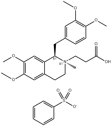 2-(2-carboxyethyl)-1-[(3,4-dimethoxyphenyl)methyl]-,1,2,3,4-tetrahydro-6,7-dimethoxy-2-methyl-isoquinolinium benzenesulfonate 구조식 이미지