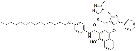 1-Hydroxy-4-[[3-methyl-4-[[(5-methyl-1,3,4-oxadiazol-2-yl)thio]methyl]-1-phenyl-1H-pyrazol-5-yl]oxy]-N-(4-tetradecyloxyphenyl)-2-naphthalenecarboxamide Structure