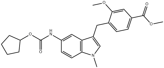 4-[[5-[[(Cyclopentyloxy)carbonyl]aMino]-1-Methyl-1H-indol-3-yl]Methyl]-3-Methoxy-benzoic Acid Methyl Ester Structure