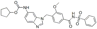 cyclopentyl N-[3-[[4-(benzenesulfonylcarbamoyl)-2-methoxy-phenyl]methy l]benzoimidazol-5-yl]carbamate Structure