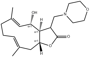(4R,5E,9E)-3a,4,7,8,11,11aβ-Hexahydro-4α-hydroxy-6,10-dimethyl-3-(morpholinomethyl)cyclodeca[b]furan-2(3H)-one Structure