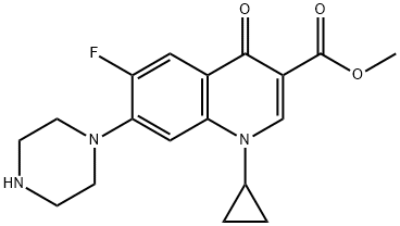 3-Quinolinecarboxylic acid, 1-cyclopropyl-6-fluoro-1,4-dihydro-4-oxo-7-(1-piperazinyl)-, Methyl ester Structure