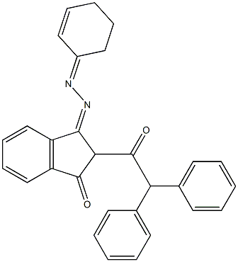 2-Diphenylacetyl-3-(cyclohexyl-hydrazono)indan-1-one 구조식 이미지