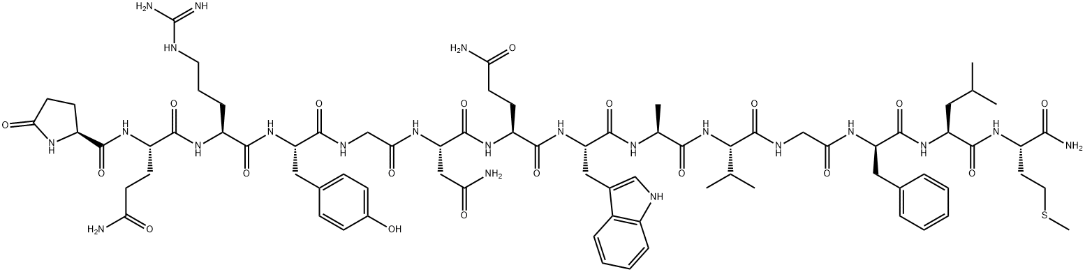 PYR-GLN-ARG-TYR-GLY-ASN-GLN-TRP-ALA-VAL-GLY-D-PHE-LEU-MET-NH2 Structure