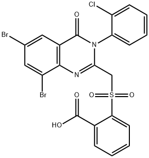 2-[[6,8-dibromo-3-(2-chlorophenyl)-4-oxo-quinazolin-2-yl]methylsulfony l]benzoic acid 구조식 이미지