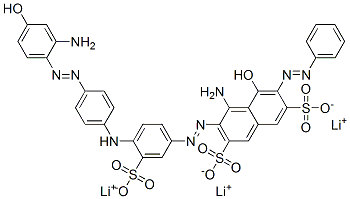 4-Amino-3-[[4-[[4-[(2-amino-4-hydroxyphenyl)azo]phenyl]amino]-3-sulfophenyl]azo]-5-hydroxy-6-(phenylazo)-2,7-naphthalenedisulfonic acid, trilithium salt Structure