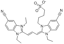 1,1'-DIETHYL-3-ETHYL-3'(SULFOBUTYL)-5,5'-DICYANO-BENZIMIDOTRIMETHINECYANINE-BETAINE Structure