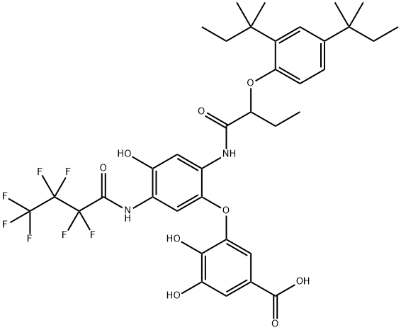 3-[2-[2-(2,4-Di-tert-pentylphenoxy)butyrylamino]-5-[(heptafluorobutyryl)amino]-4-hydroxyphenoxy]-4,5-dihydroxybenzoic acid Structure