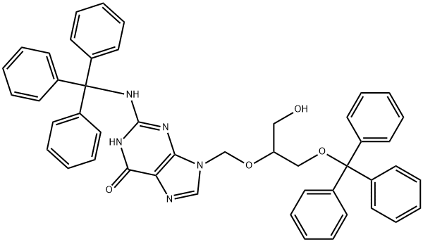 6H-Purin-6-one, 1,9-dihydro-9-[[1-(hydroxyMethyl)-2-(triphenylMethoxy)ethoxy]Methyl]-2-[(triphenylMethyl)aMino]- 구조식 이미지