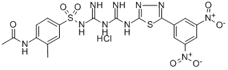 Acetamide, N-(4-(((((((5-(3,5-dinitrophenyl)-1,3,4-thiadiazol-2-yl)ami no)iminomethyl)amino)iminomethyl)amino)sulfonyl)-2-methylphenyl)-, mon ohydrochloride Structure