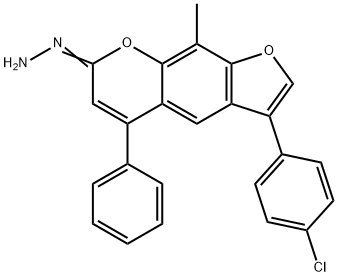 3-(4-chlorophenyl)-9-methyl-5-phenyl-7H-furo[3,2-g]chromen-7-one hydrazone Structure