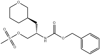 CarbaMic acid, N-[(1S)-1-[[(Methylsulfonyl)oxy]Methyl]-2-[(3R)-tetrahydro-2H-pyran-3-yl]ethyl]-, phenylMethyl ester Structure