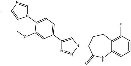 6-fluoro-3-(4-(3-Methoxy-4-(4-Methyl-1H-iMidazol-1-yl)phenyl)-1H-1,2,3-triazol-1-yl)-4,5-dihydro-1H-benzo[b]azepin-2(3H)-one Structure