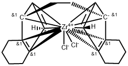 RAC-ETHYLENEBIS(4,5,6,7-TETRAHYDRO-1-INDENYL)ZIRCONIUM DICHLORIDE 구조식 이미지