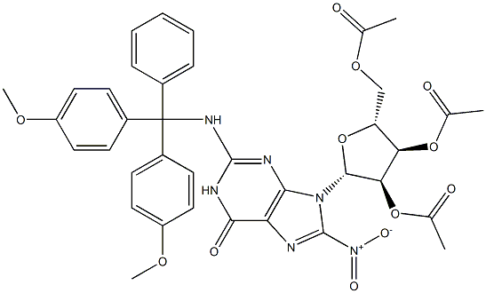 N-(4,4'-DiMethoxytrityl)-8-nitroguanosine 2',3',5'-Triacetate 구조식 이미지