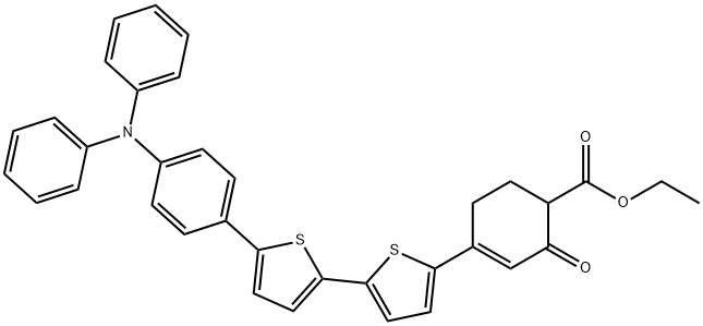 Ethyl 4-(5'-(4-(diphenylaMino)phenyl)-[2,2'-bithiophen]-5-yl)-2-oxocyclohex-3-enecarboxylate 구조식 이미지