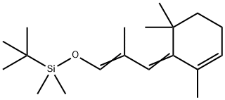 Silane, (1,1-dimethylethyl)dimethyl[[2-methyl-3-(2,6,6-trimethyl-2-cyc lohexen-1-ylidene)-1-propenyl]oxy]- 구조식 이미지