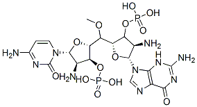 [(2R,3S,4R,5R)-4-amino-2-[[(2R,3S,4R,5R)-4-amino-5-(4-amino-2-oxo-pyri midin-1-yl)-3-phosphonooxy-oxolan-2-yl]methoxymethyl]-5-(2-amino-6-oxo -3H-purin-9-yl)oxolan-3-yl]oxyphosphonic acid Structure