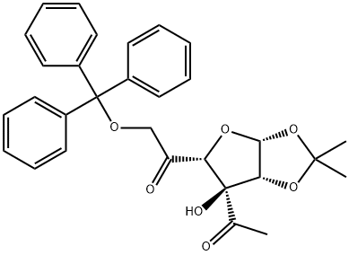 3-아세틸-1,2-O-이소프로필리덴-6-O-트리틸-L-아라비노-헥소푸라노스-5-울로스 구조식 이미지