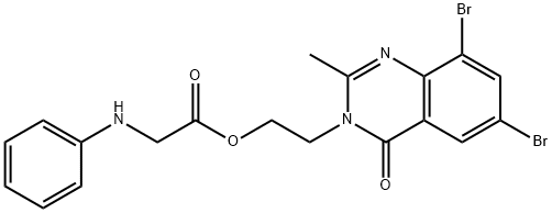 beta-(6,8-Dibromo-2-methyl-3,4-dihydro-4-oxoquinazolin-3-yl)ethyl anil inoacetate 구조식 이미지