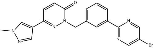 2-(3-(5-Bromopyrimidin-2-yl)benzyl)-6-(1-methyl-1H-pyrazol-4-yl)pyridazin-3(2H)-one Structure