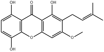 1,5,8-Trihydroxy-3-methoxy-2-prenylxanthone Structure