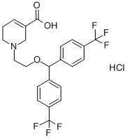 1-[2-[BIS[4-(TRIFLUOROMETHYL)PHENYL]METHOXY]ETHYL]-1,2,5,6-TETRAHYDROPYRIDINE-3-CARBOXYLIC ACID HYDROCHLORIDE Structure