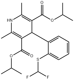 3,5-피리딘디카르복실산,1,4-디하이드로-4-(2-((디플루오로메틸)티오)페닐)-2,6-디메틸-,비스(1-메틸에틸)에스테르 구조식 이미지