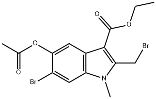 ETHYL5-ACETOXY-6-BROMO-2-(BROMOMETHYL)-1-METHYLINDOLE-3-. 구조식 이미지