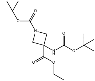 1-Boc-3-ethoxycarbonyl-3-(Boc-amino)azetidine Structure