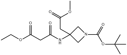 3-Azetidineacetic acid, 1-[(1,1-diMethylethoxy)carbonyl]-3-[(3-ethoxy-1,3-dioxopropyl)aMino]-, Methyl ester Structure