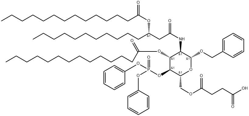 110611-91-1 4-(((2R,3S,4R,5R,6R)-6-(Benzyloxy)-3-((diphenoxyphosphoryl)oxy)-4-(tetradecanoyloxy)-5-((S)-3-(tetradecanoyloxy)tetradecanaMido)tetrahydro-2H-pyran-2-yl)Methoxy)-4-oxobutanoic acid