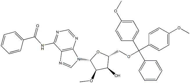 N6-BENZOYL-5'-(DIMETHOXYTRITYL)-2'-O-METHYLADENOSINE 구조식 이미지