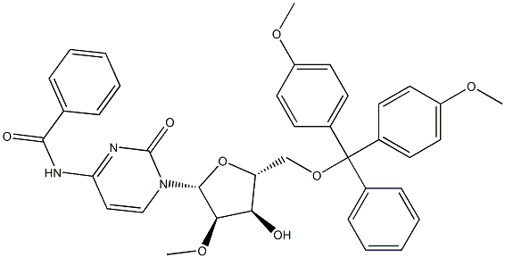 시티딘,N-벤조일-5'-O-[비스(4-메톡시페닐)페닐메틸]-2'-O-메틸- 구조식 이미지