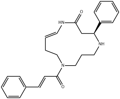 (4S,E)-9-[(E)-1-Oxo-3-phenyl-2-propenyl]-4-phenyl-1,5,9-triazacyclotridec-12-en-2-one 구조식 이미지